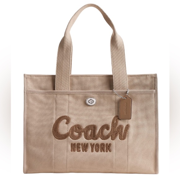 COACH LIKE NEW tan neutral large canvas tote bag - Picture 3 of 10